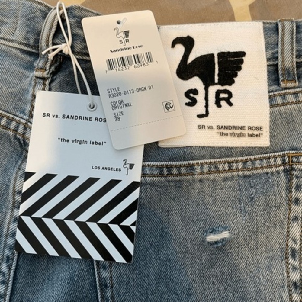 Free People X Sandrine Rose Jean Shorts Jorts Bermuda Hi-Rise Distressed 28 - Picture 9 of 9